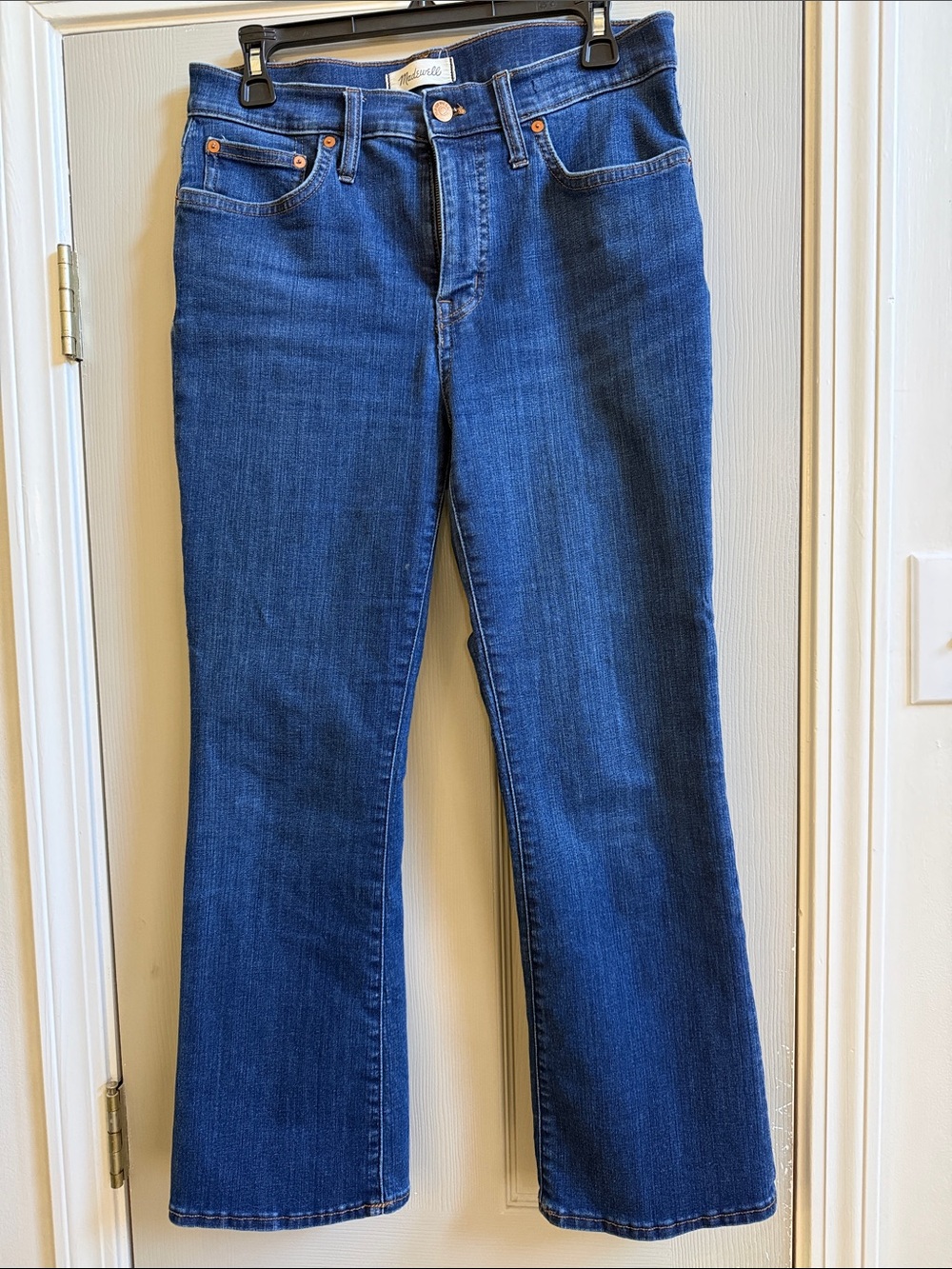 Madewell Women's Dark Blue Straight-Leg Jeans crop